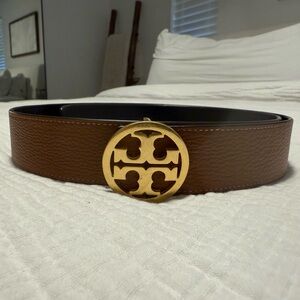 Tory Burch Brown Belt with Gold Emblem